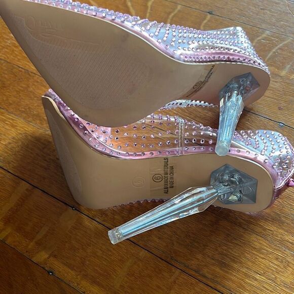 Olivia Ferguson Transparent Rhinestone Pumps Barbie pink Clear Transparent Cinde - Picture 7 of 9